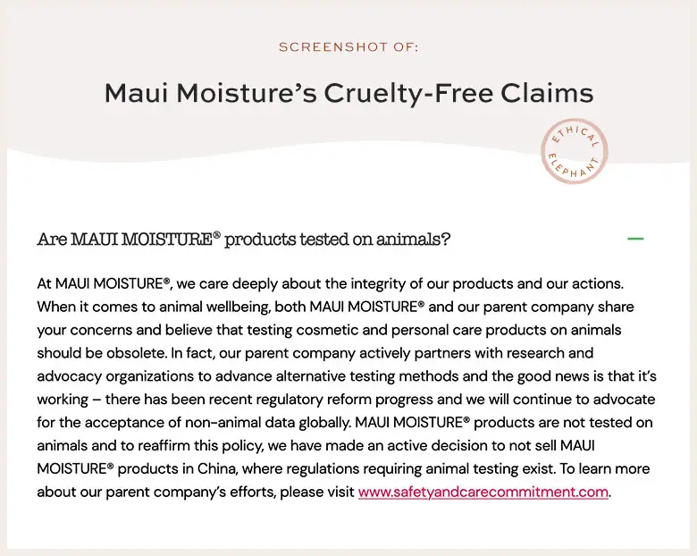 maui moisture cruelty free claims 1