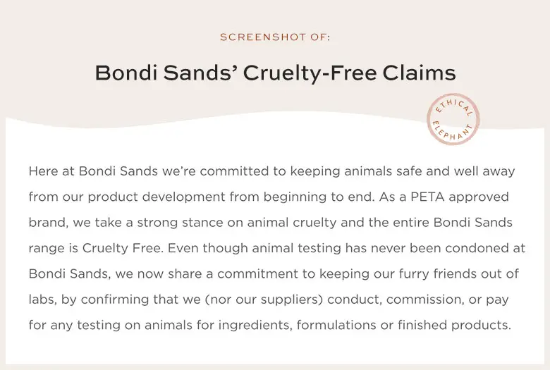 bondi sands cruelty free claims