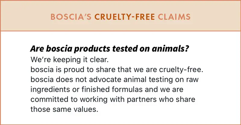 is boscia cruelty free claims 2020