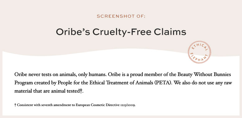 oribe cruelty free claims