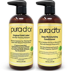PURA D'OR Biotin Anti-Thinning Deep Moisturizing Gold Label Shampoo & Conditioner Set